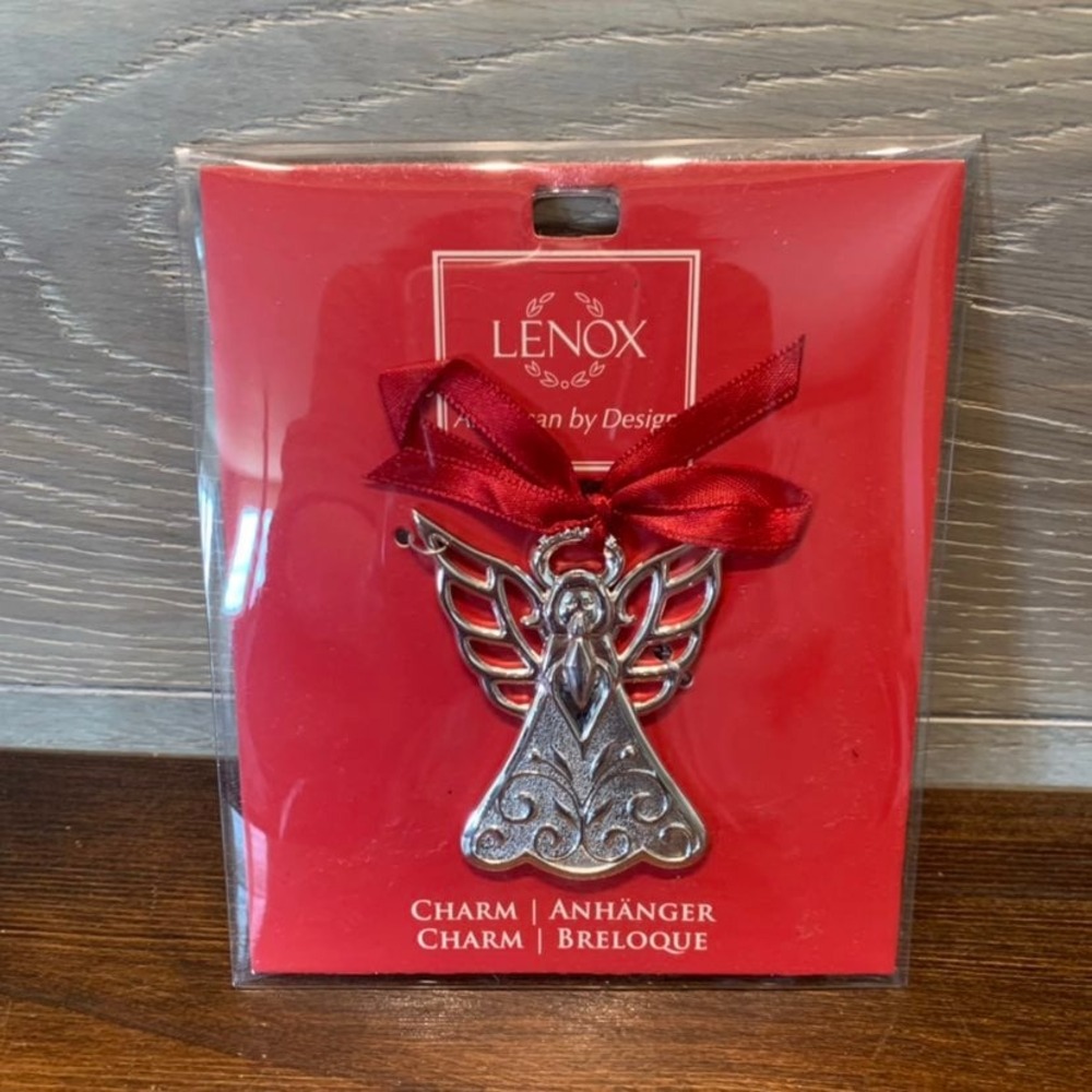 Lenox Angel Silver Plated Charm Ornament 2.5" Christmas NIP
